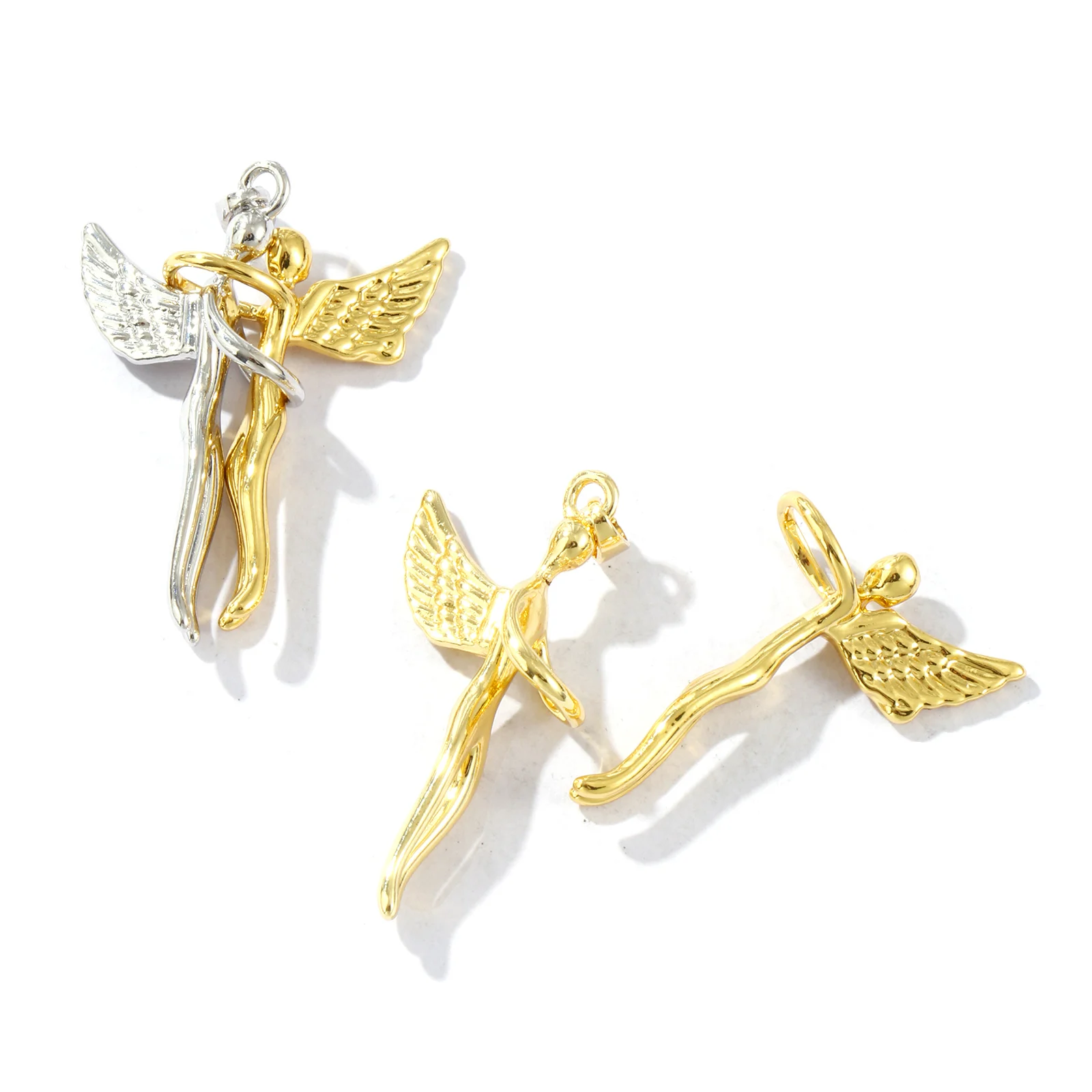 1 Piece Brass Valentine's Day Pendants Angel Detachable Pendants For DIY Necklace Jewelry Making Findings 3.7cm x 2.6cm