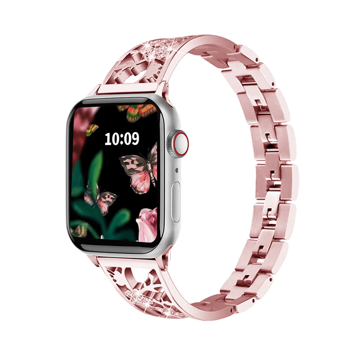 Stylish Stainless Steel Diamond-encrusted Strap for Apple Watch Series Torx Chain Bracelet New Skeleton Apple Watch Strap