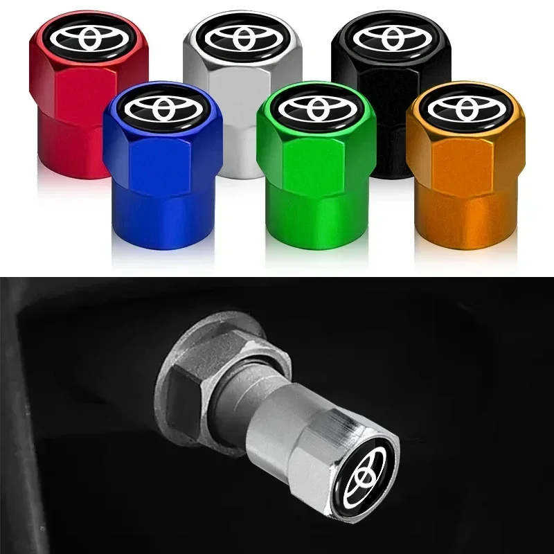 4pcs Car Metal Wheel Tire Air Valve Core Caps Car Accessories For TOYOTA Crown Reiz Corolla Prada Alphard Yaris Vitz Camry GT86