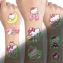 Pegatinas luminosas de tatuaje de Hello Kitty, suministros de fiesta de cumpleaños de gato rosa, decoración de habitación para niños, regalos, Juguetes