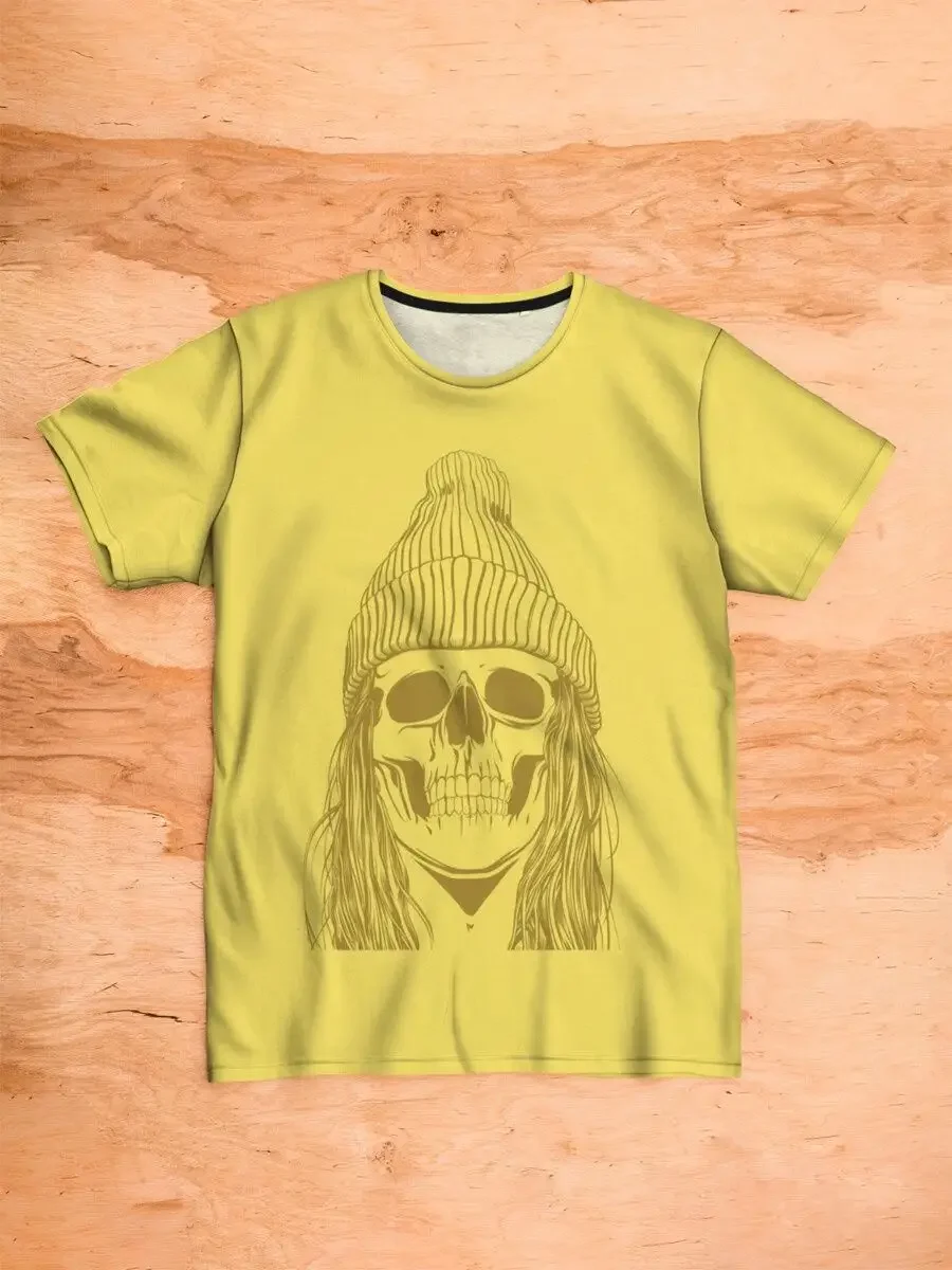 

Summer Hot Selling Men Fashion T-shirt Black Skull Pattern Men Sports and Leisure T-shirt Quick Drying Breathable Men T-shirt