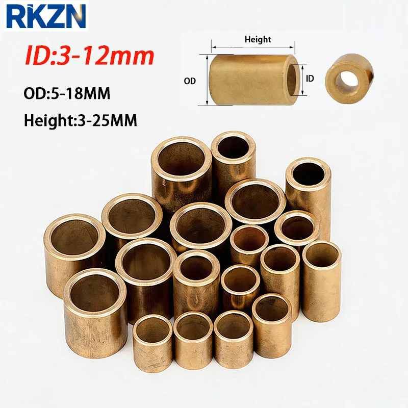 Brass Bushing ID 3-12mm OD 5-18MM Height 3-25MM Oil Bearing Copper Sleeve gasket washer