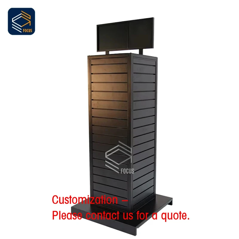 custom.Custom Black Slatwall Display Tower Mobile Design Retail Product Showcase Unit