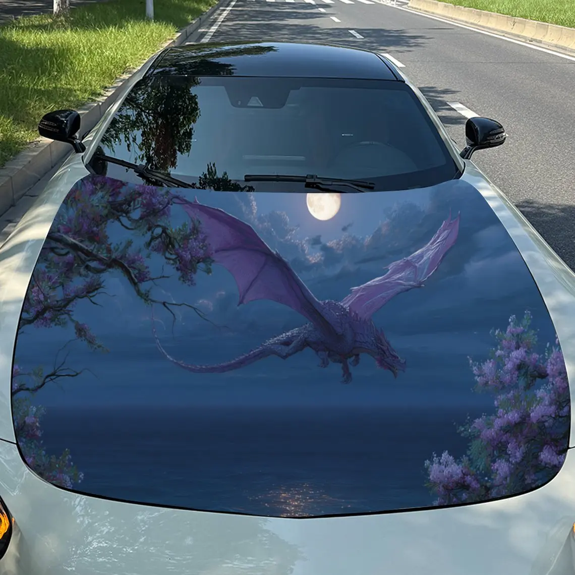 

Наклейки на капот автомобиля Serene Purple Dragon — самоклеящаяся, водонепроницаемая и прочная виниловая пленка, украшение и защита вашего автомобиля, подходят для