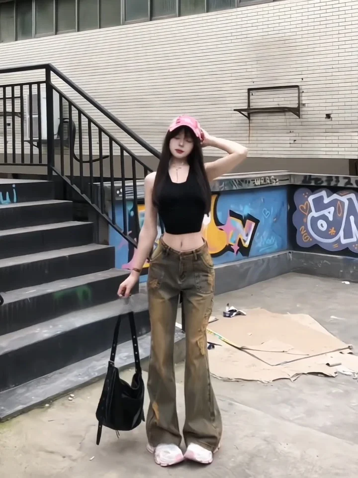 유니크 발 스트랩 베스트 여성 여름 태국 스타일 섹시한 작은 가슴 탑 출퇴근용 슬림핏 오버 롱