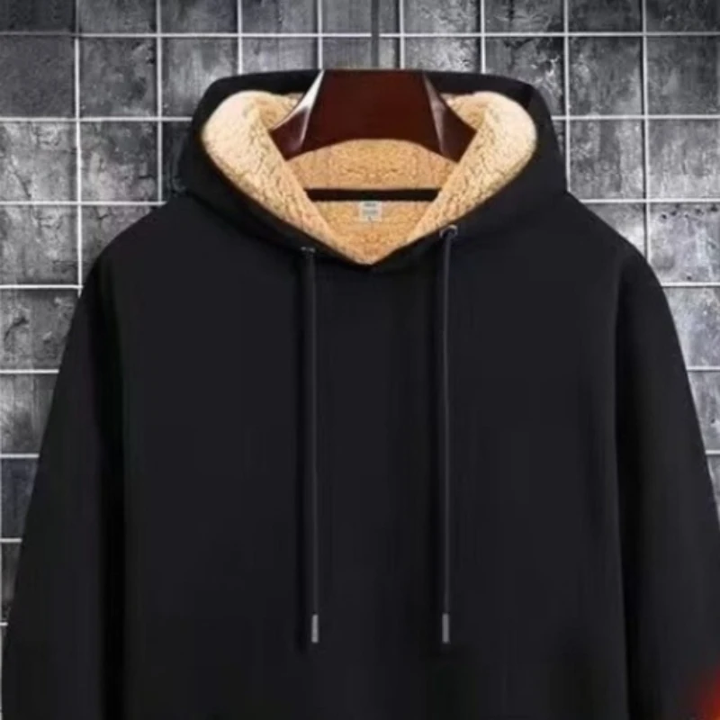 Harajuku جديد كنزة بغطاء رأس من الصوف الرجال الدافئة البلوز البلوز بلون عادية فضفاضة تناسب الشارع الشهير موضة ملابس خارجية الخريف الشتاء