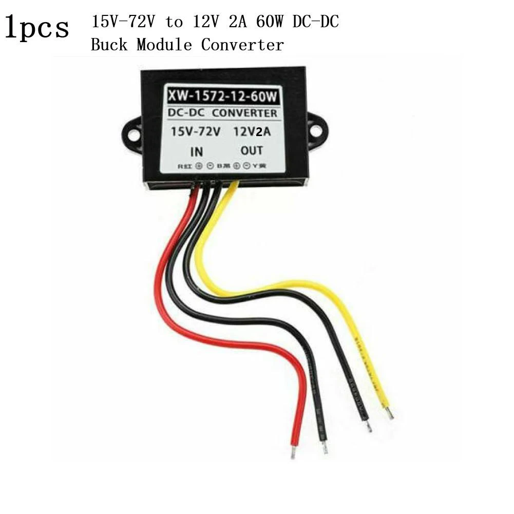 1szt DC-DC Step Down Module Converter Switching DC Regulator 15V-72V 18V 24V 36V 48V 60V do 12V 2A 24-36W 63x32x18mm Odporny na kurz
