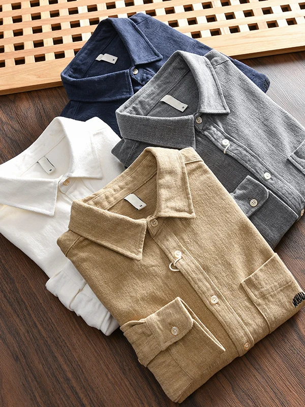 

Мужская рубашка в стиле ретро с воротником, повседневная, весенне-осенняя, свободного кроя, с длинным рукавом и карманом, модная