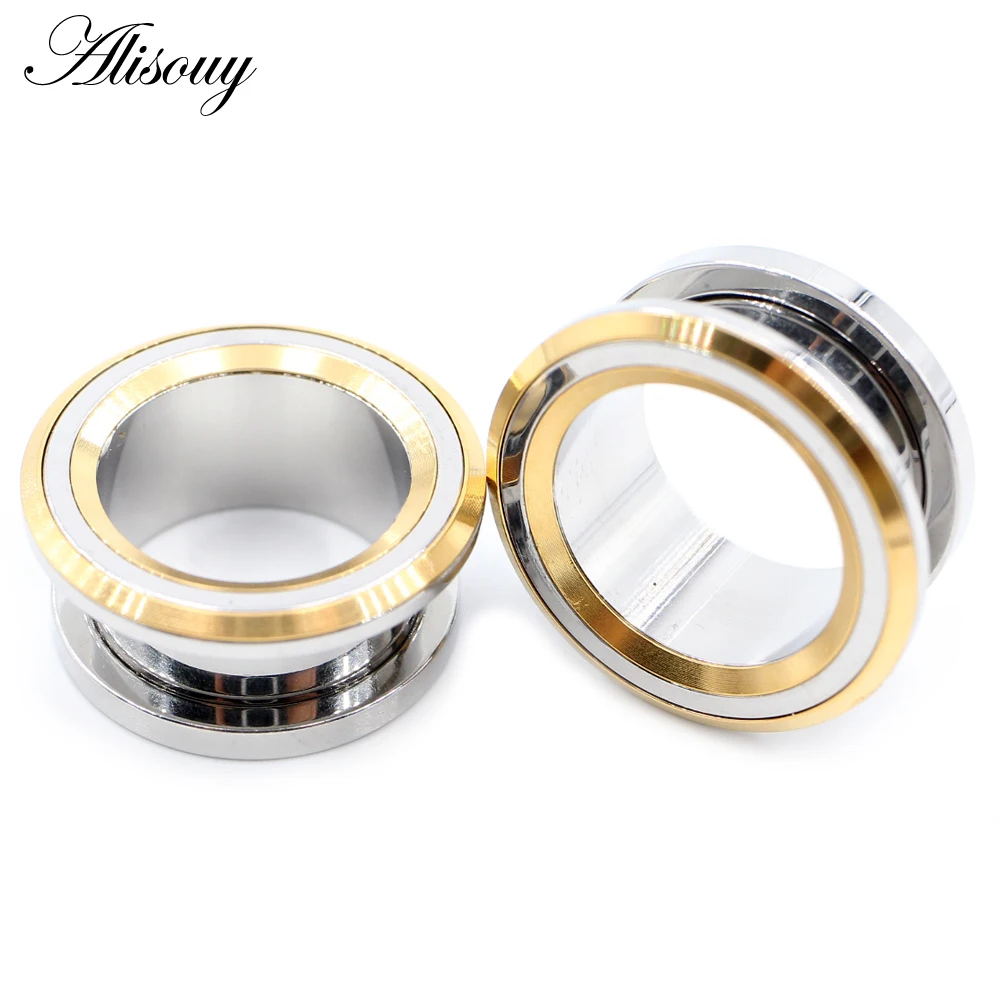 Alisouy 2 Stück 6-25mm Edelstahl Runde Ohrstöpsel zum Aufschrauben Tunnel Expander Stretchers Gauges Ohrringe Piercing Körperschmuck – Detail 4
