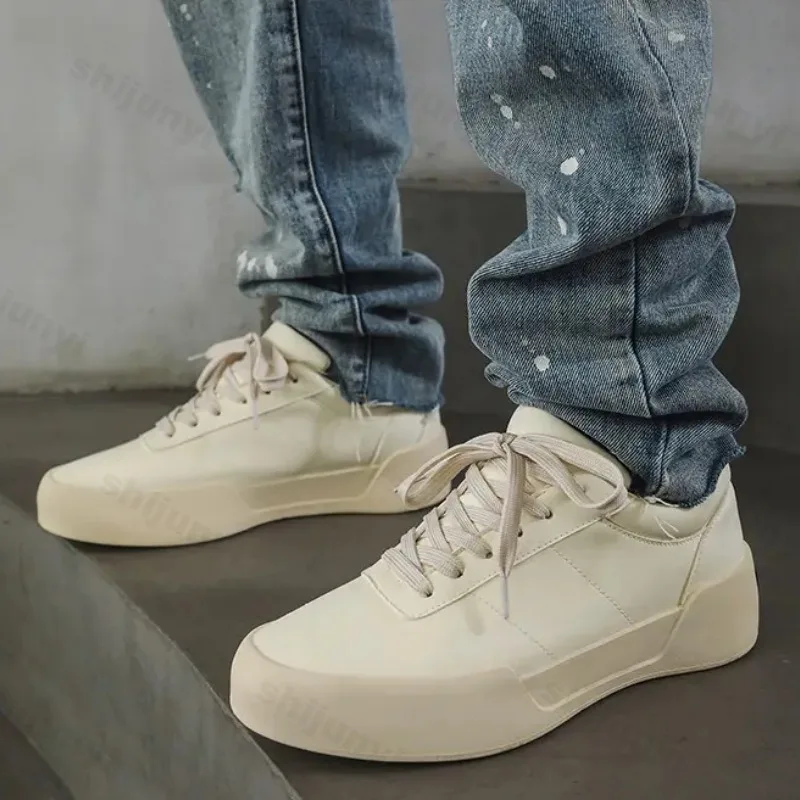 

2025 New Autumn Niche Design Casual Thick Soled Non Slip Shoes for Men Fashion Trend Comfortable Low Top Lace Up Chunky Sneakers
