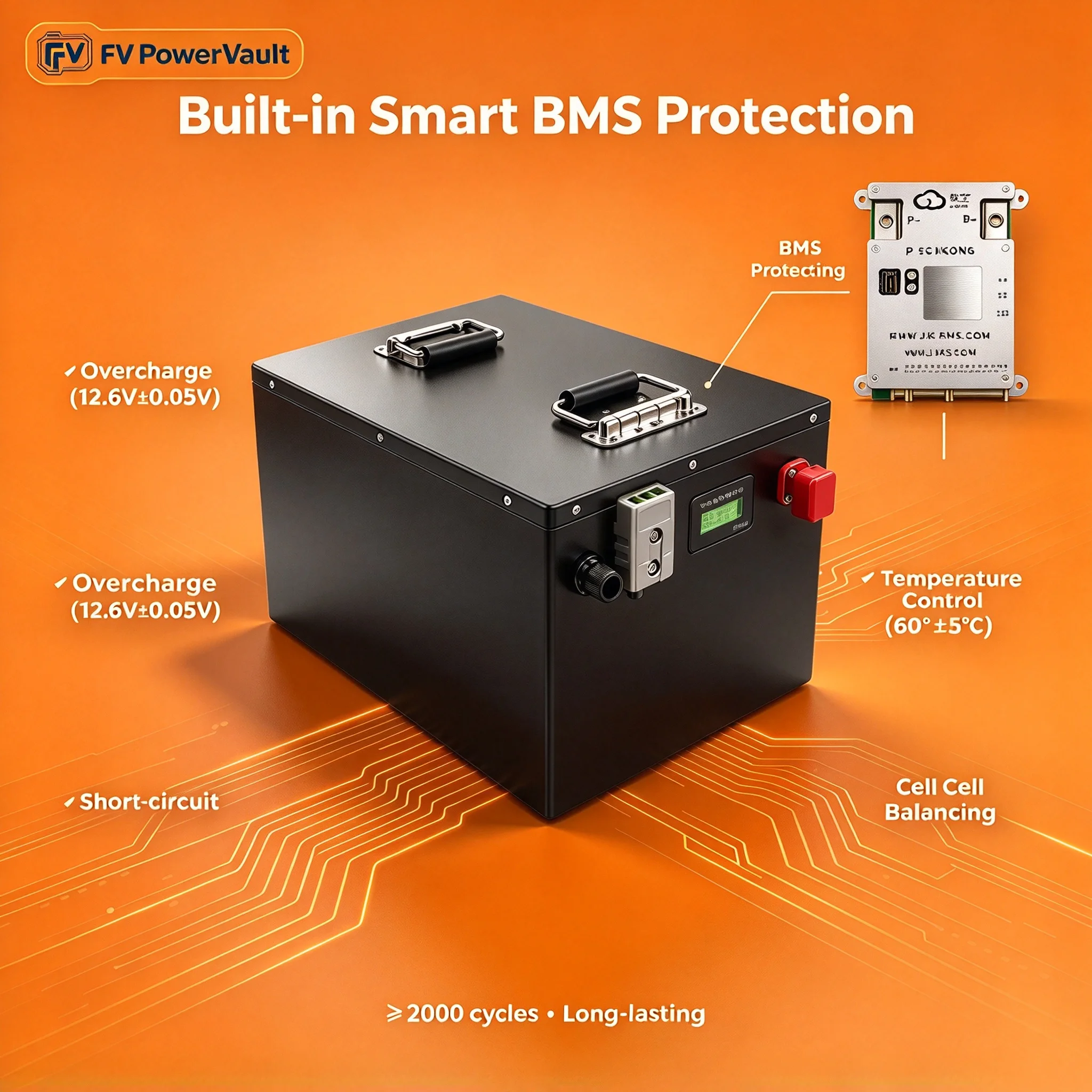 12V 300-500Ah Ternary Lithium Deep Cycle Battery with Built-in Smart BMS Rechargeable for Solar RV Camping Marine Golf 1-2KW Inv