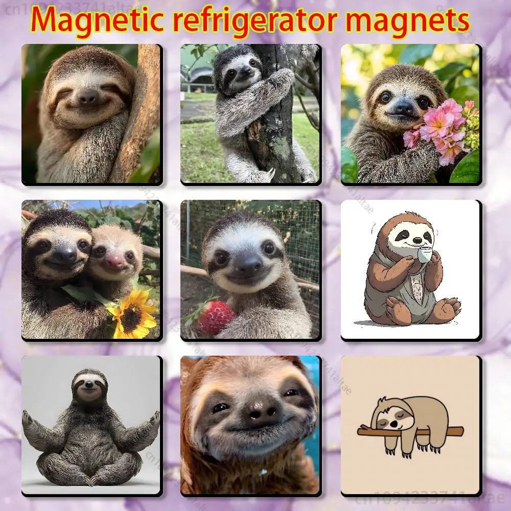 

Sloth Animal Cute Fridge Magnet Square Stickers Personalize Home Decor Souvenirs Gift
