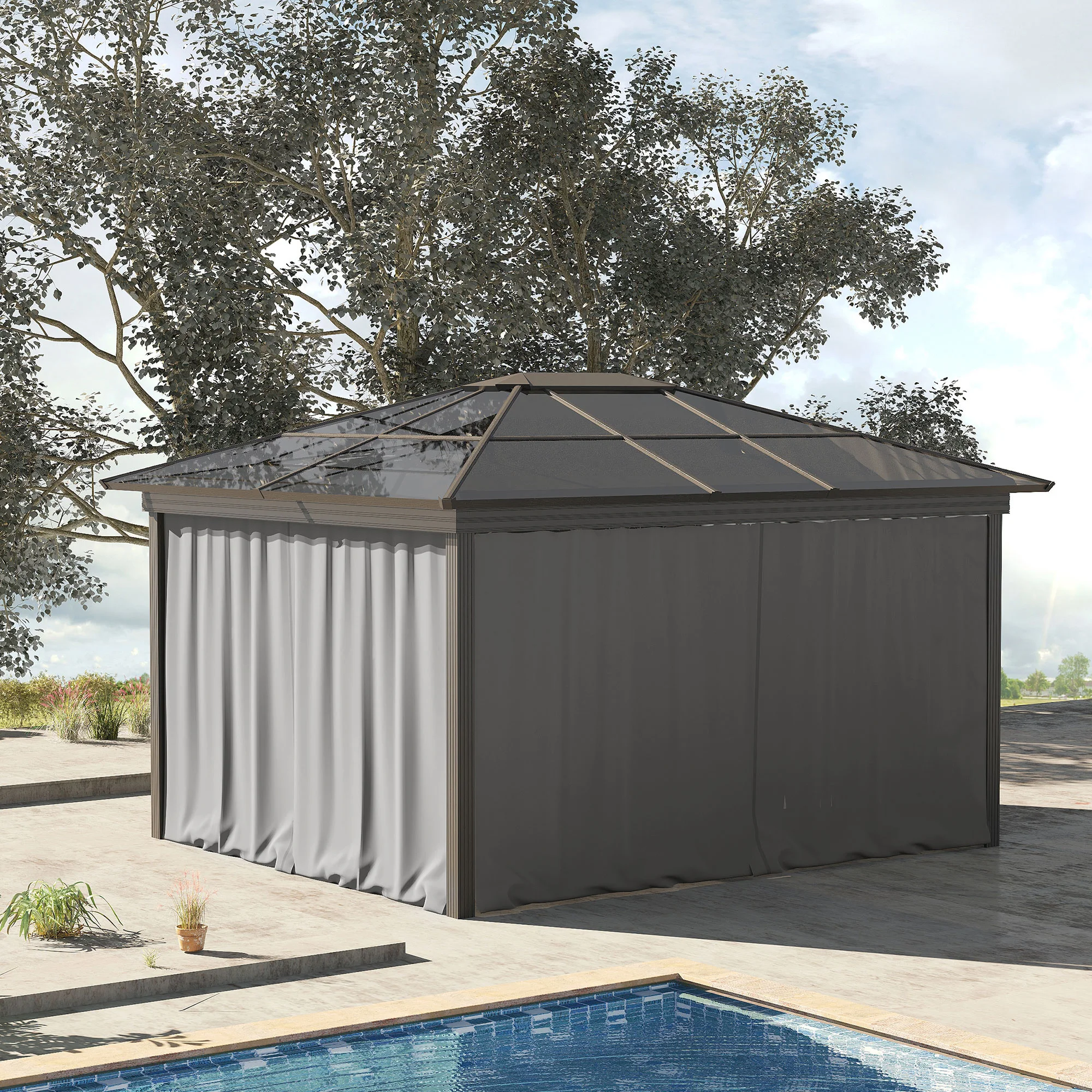 Outsunny 4 Paredes Laterales para Cenador 3x2 m sin Ventanas Gris Claro