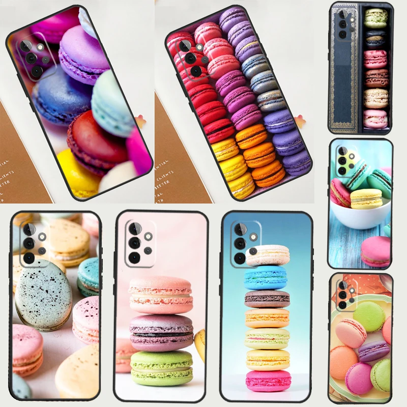 Macarons Cake Dessert Cover For Samsung Galaxy A54 A34 A14 A52S A12 A22 A32 A52 A72 A13 A33 A53 A50 A51 A71 Case