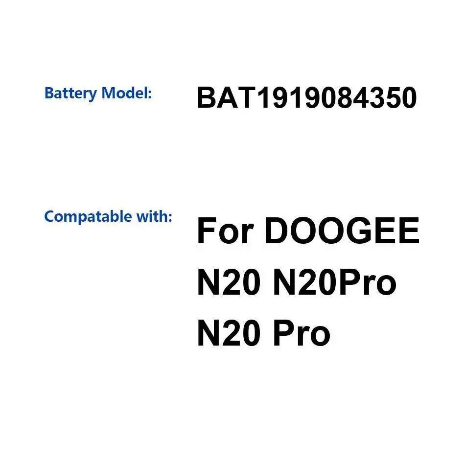 

4350 мАч для мобильного телефона Doogee N20, аккумулятор BAT19084350, стабильный