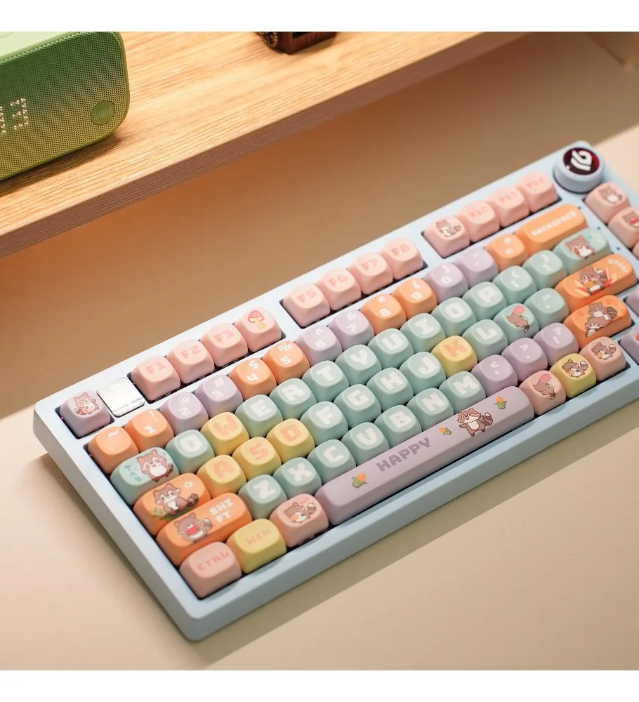 Cute little raccoon PBT keycap wooting87 keyboard cap hot sublimation custom DIY hot sublimation class MOA height