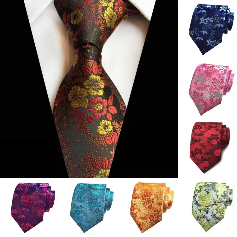 Classic 8CM Floral Neck Ties Gravatas Jacquard Groom Neck Wear Multicolor Woven Wedding Necktie Men Gifts