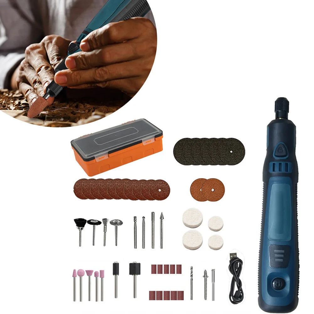 مجموعة أدوات دوارة مكونة من 50 قطعة مع بطارية ليثيوم 36 فولت، مجموعة ملحقات طحن وتلميع محمولة مع صندوق تخزين