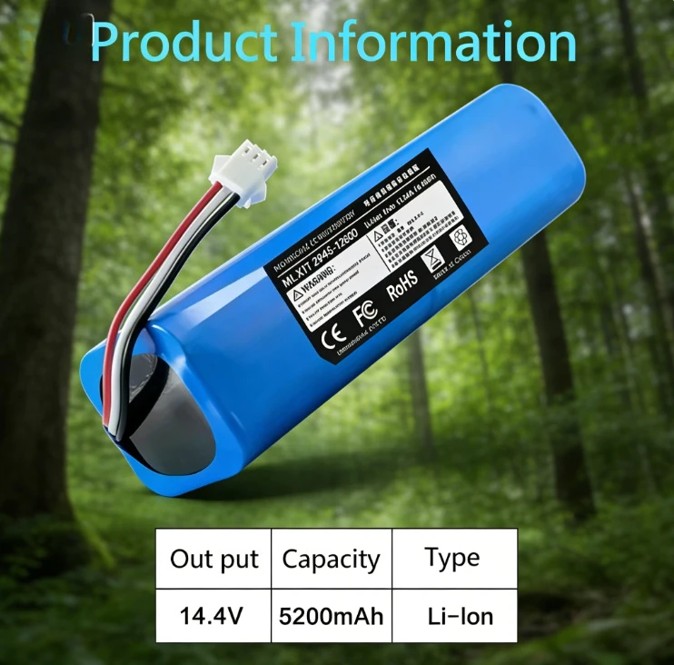 For XiaoMi Lydsto R1 Viomi S9 Roidmi Eve Plus Robot Vacuum Battery 14.4V 7800mAh/9800mAh, Rechargeable Li-ion Power Supply