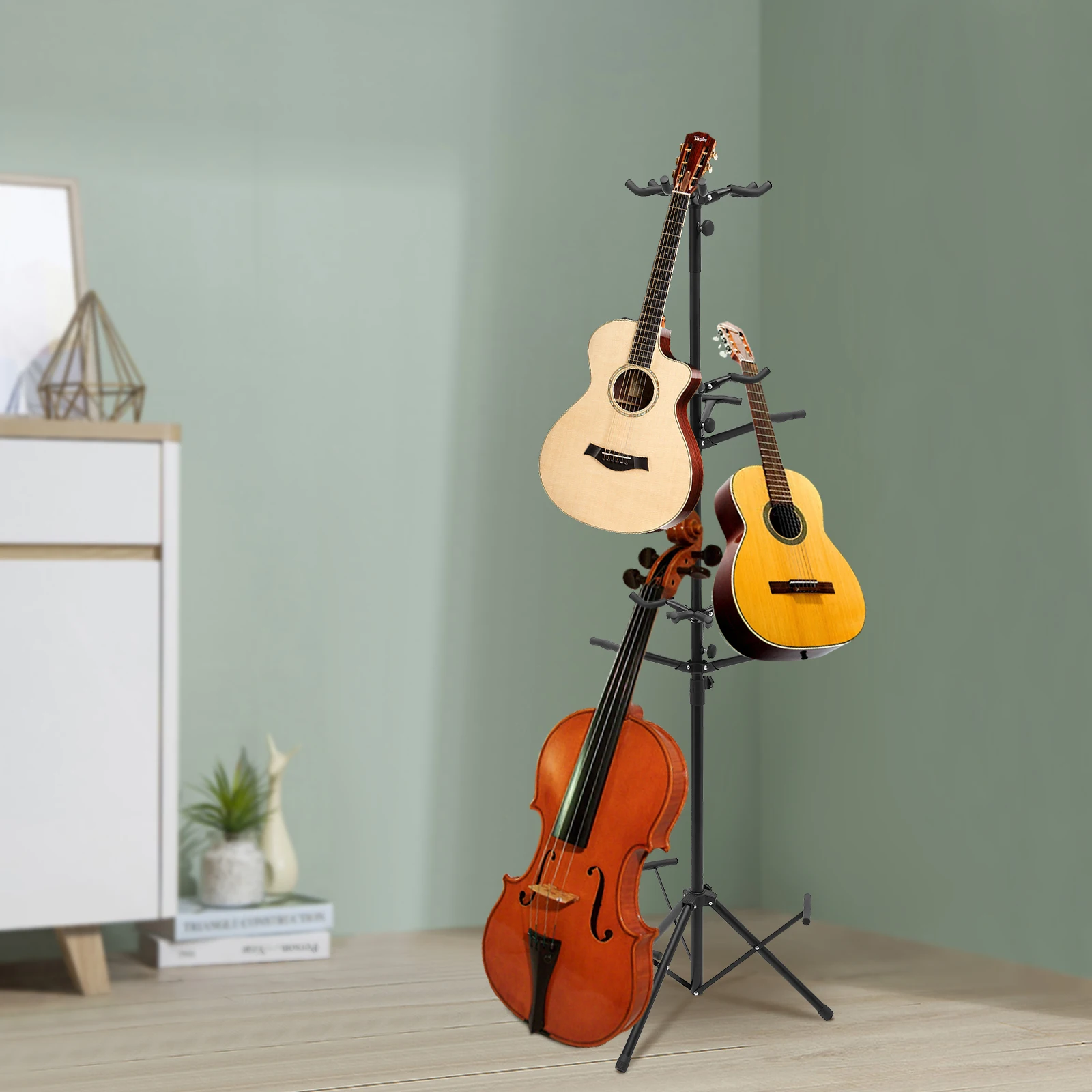 3 Tiers 9 Guitars Tree-Shaped Multi-Stand Guitar Display Stand Vertical Style Support Standing Rack for Guitar Ukulele Bass