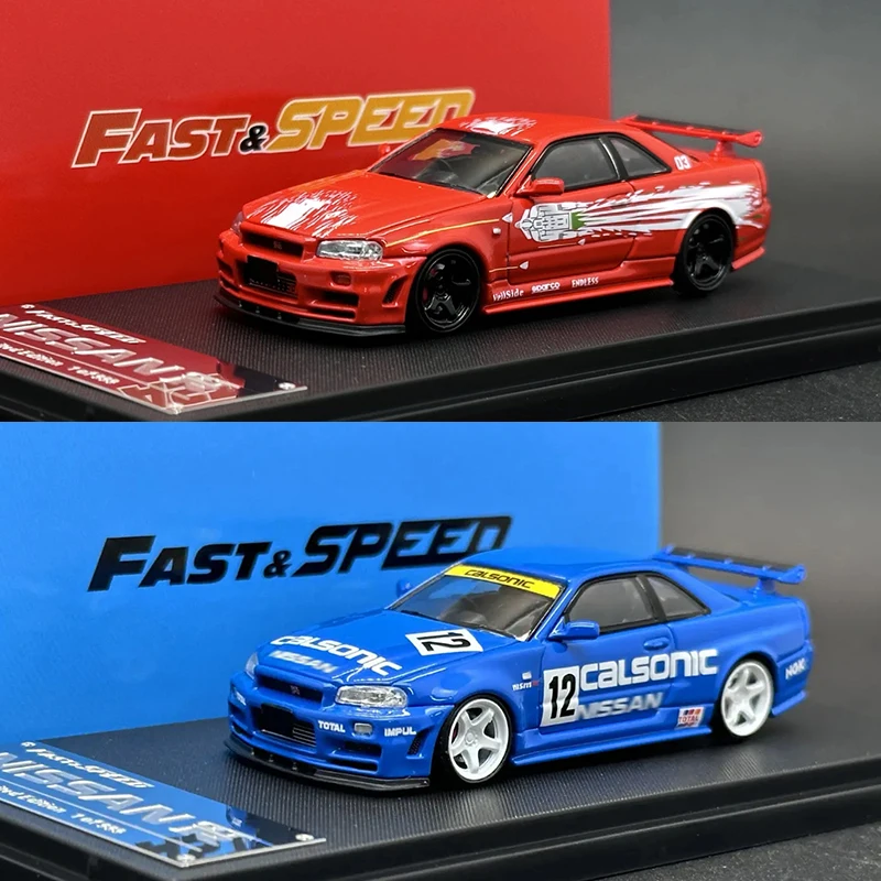 

In Stock 1:64 FS Skyline GTR R34 Z Tune FNF Racing Fast Speed Diecast Alloy Car Model Collection Toys