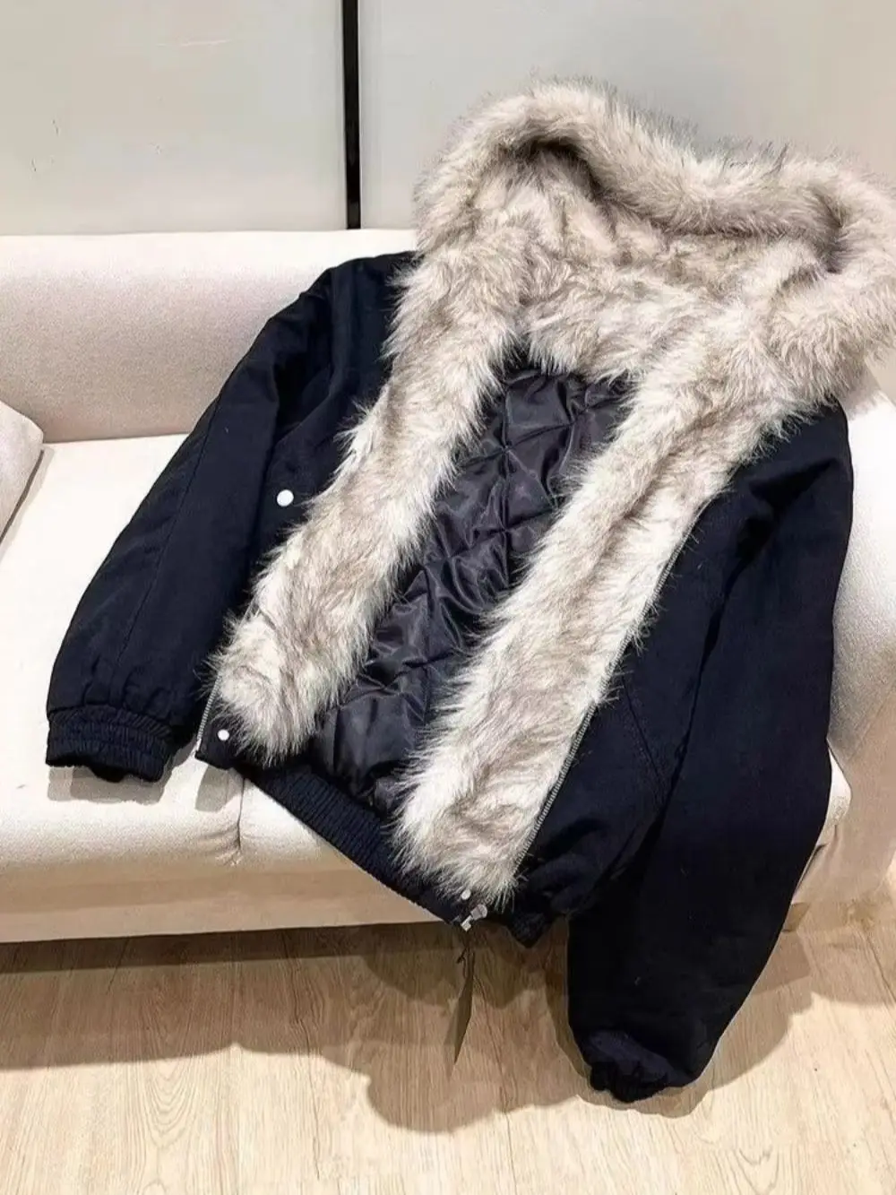 

Зимняя теплая одежда для мужчин и женщин, простое плюшевое пальто в стиле ретро, спортивная одежда, свободная хлопковая куртка с капюшоном, куртка с меховым воротником в стиле панк, топы для пар