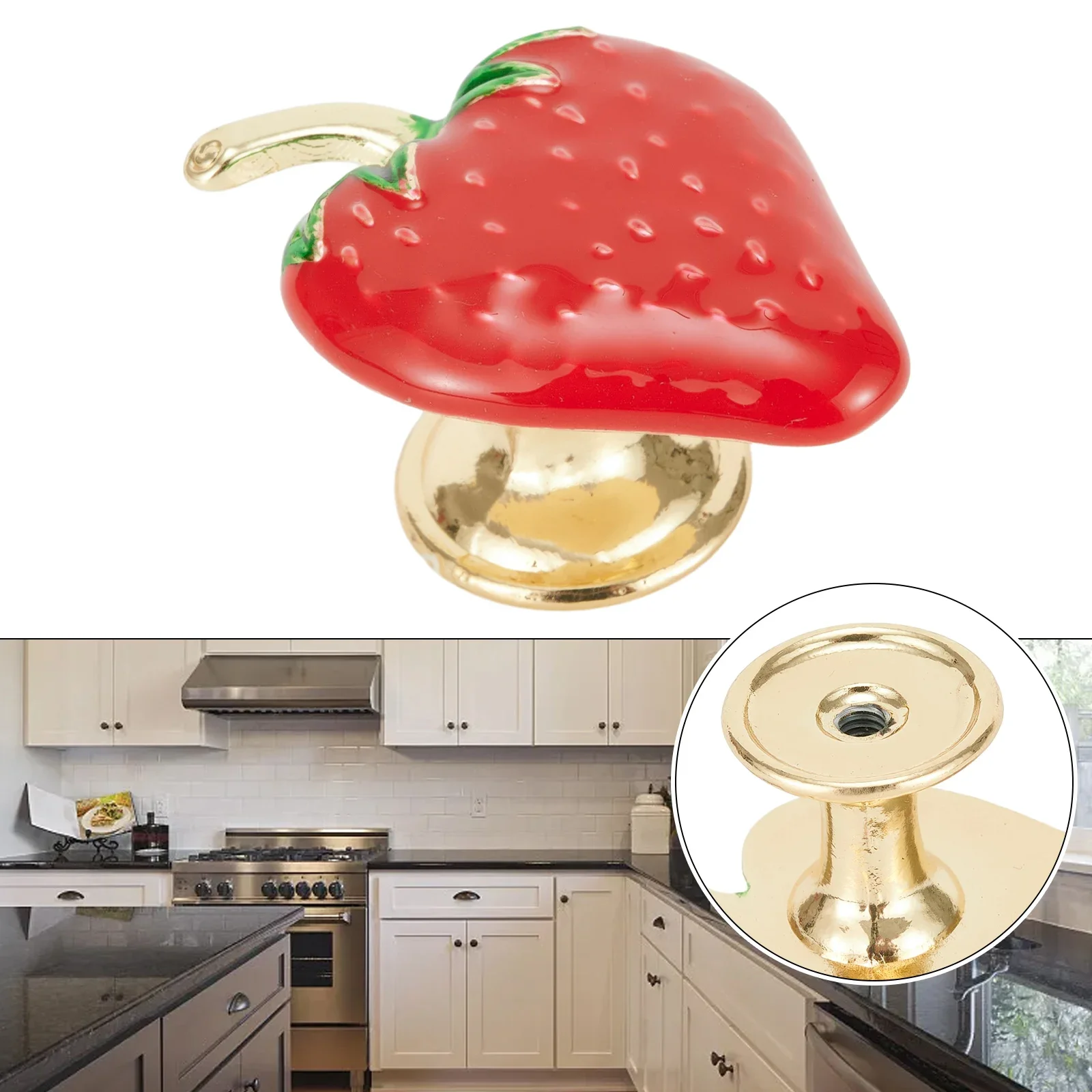 

Strawberry Decor Drawer Knobs 1pc Desk Drawers 37mmx23mmx23mm Cupboards Furniture Doors Furniture Knobs Practical Beautiful