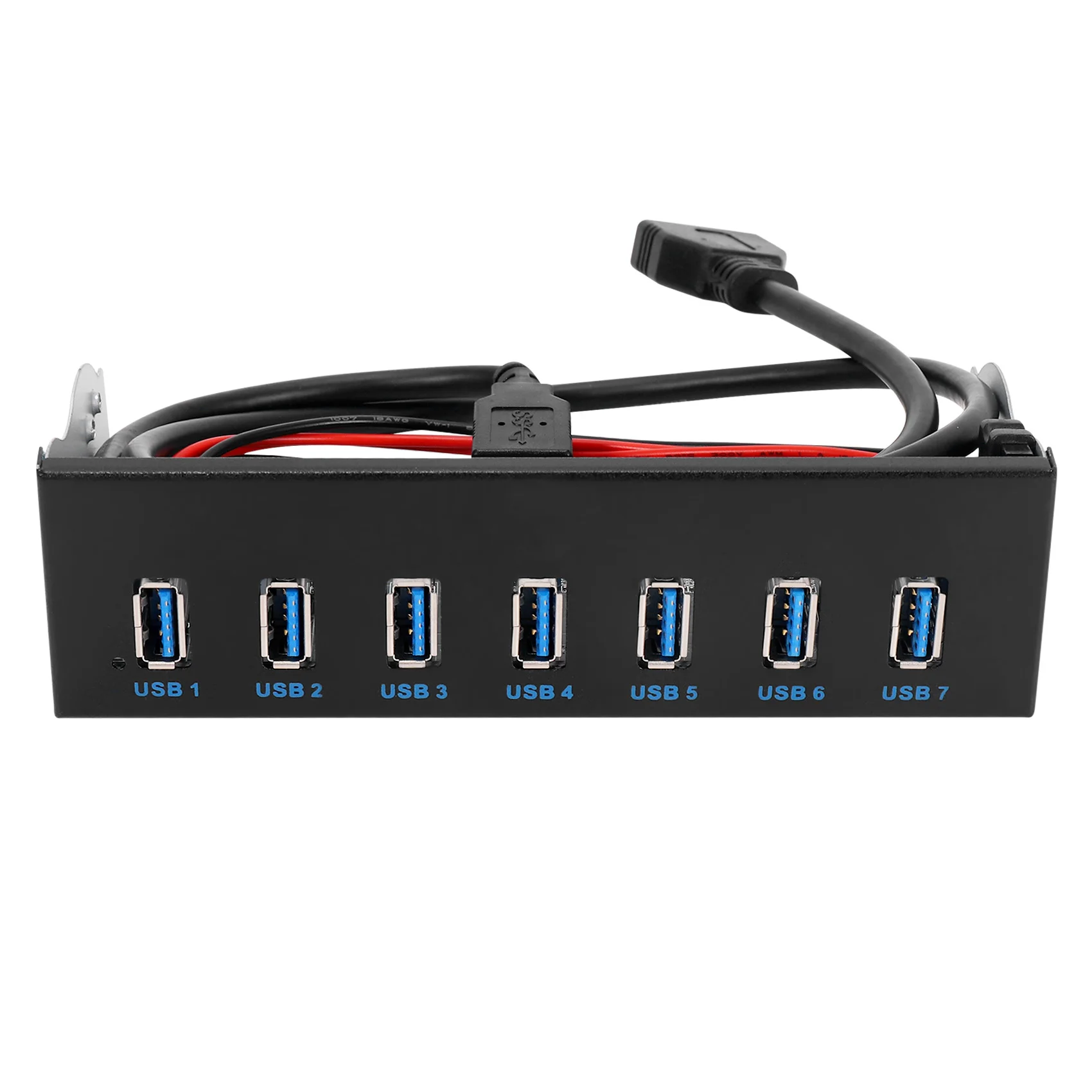 7 ports USB 3.0 airies 5Gbs 5.25 pouces baie de lecteur CD-ROM CD Dean panneau avant pour coque d'ordinateur + USB 3.0 19 broches en-tête à câble mâle type-a