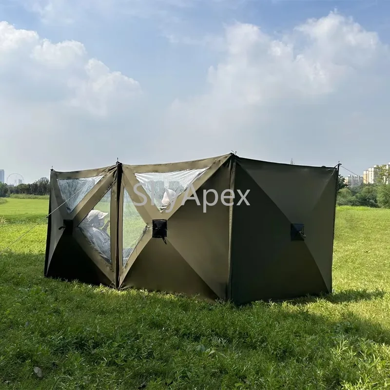Outdoor UV Protection Weather-Resistant  Sun Shade for 6-8 People Single Privacy Screen Fiber Glass Steel Pole  For Camping Wind