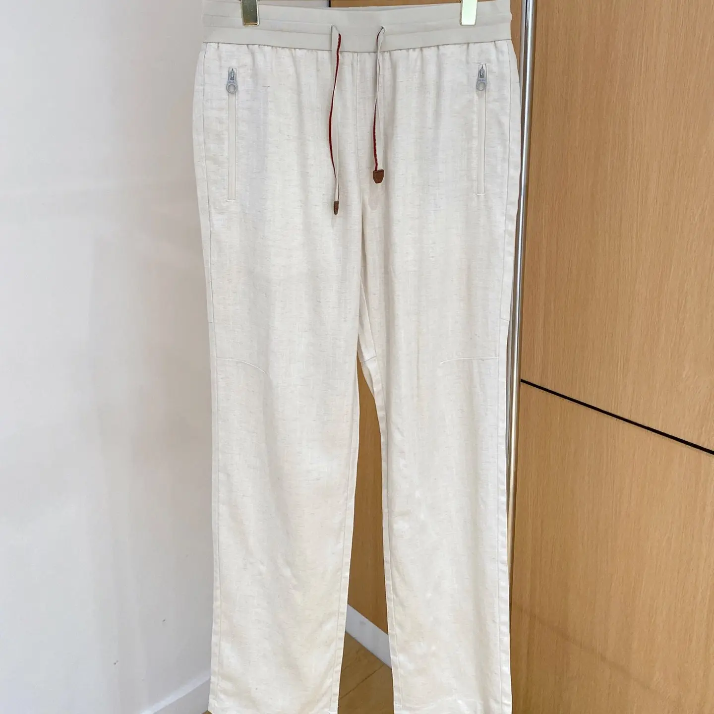 

Italian LP 26ss old money, breathable solid color straight trousers men's drawstring straight linen trousers