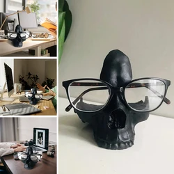 Gothic Skull Glasses Holders Skull Statues Eyewear Stand Crafts Desktop Ornament for Home Office Room Decor Birthday Halloween