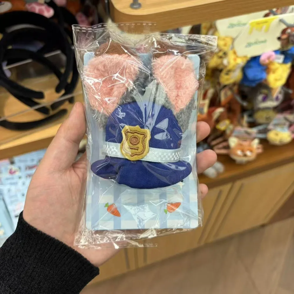 

Заколка для волос Disney Zootopia: плюшевая шапка офицера Джуди Хоппс, милый кролик, заколка-кролик, аксессуар для косплея, головной убор для фотосессий, аниме-мерч, подарок