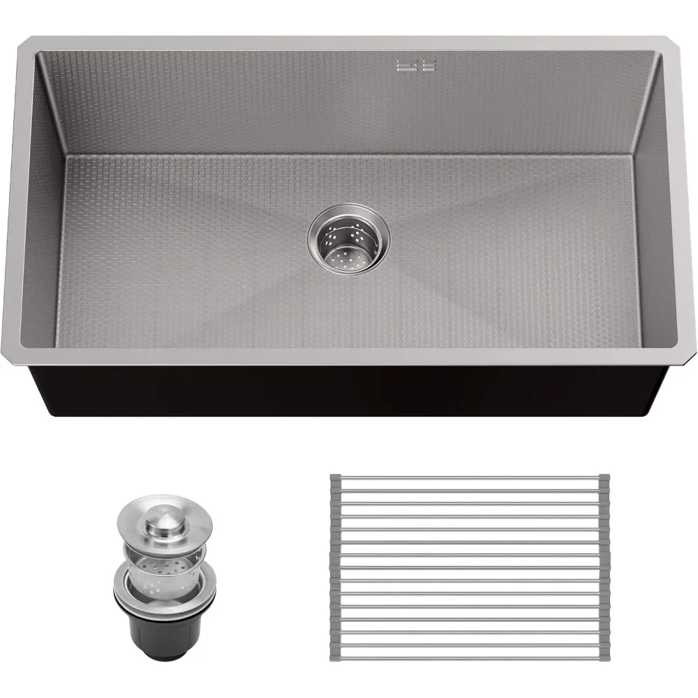 

Undermount Kitchen Sink, 27X18 Inch Single Bowl Kitchen Sinks,16 Gauge Stainless Steel Sink , Honeycomb Embossing Protect Sinks