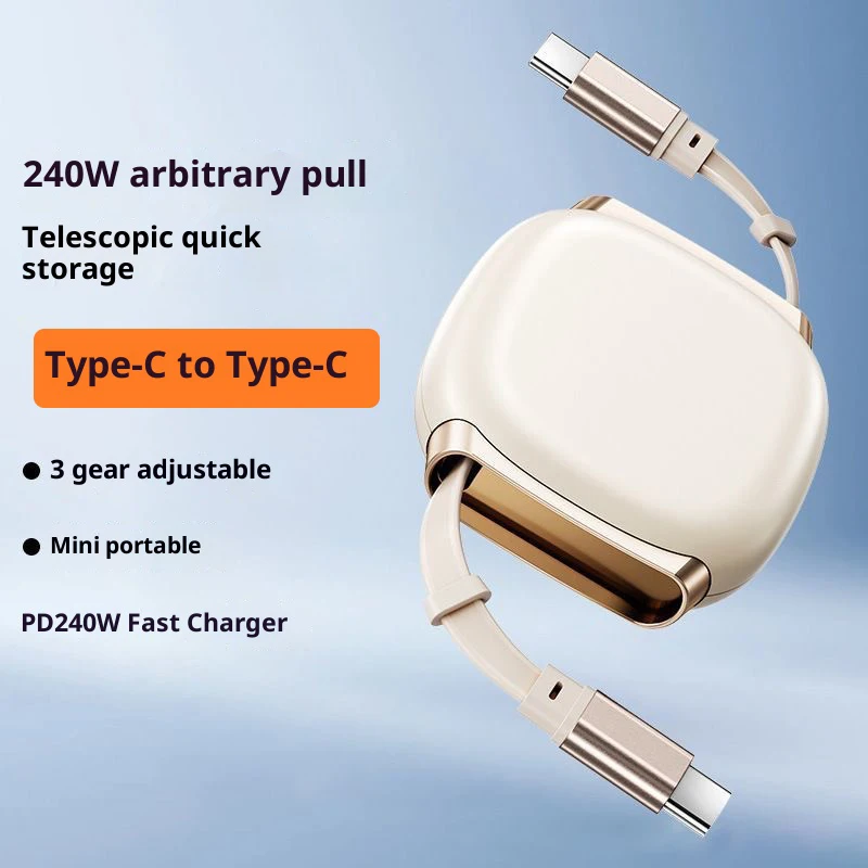 

Выдвижной кабель для быстрой зарядки, 240 Вт, двойной тип-c для мобильных телефонов, планшетов, ноутбуков, магнитное поглощение, нано-зарядный провод