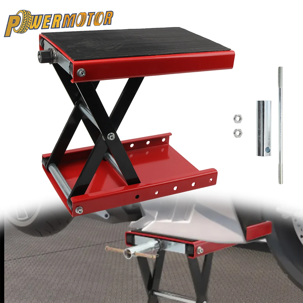 

Мотоциклетный подъемник 1100 фунтов, ножничный подъемник для мотоциклов с широкой платформой и защитным штифтом, стальной ножничный подъемник, инструменты для ремонта, для питбайков