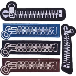 Zipper Embroidery Patches Iron on Cloth Patterns for Textile DIY Thermo Adhesive Stickers Horizontal Vertical Zips Fabric Decals