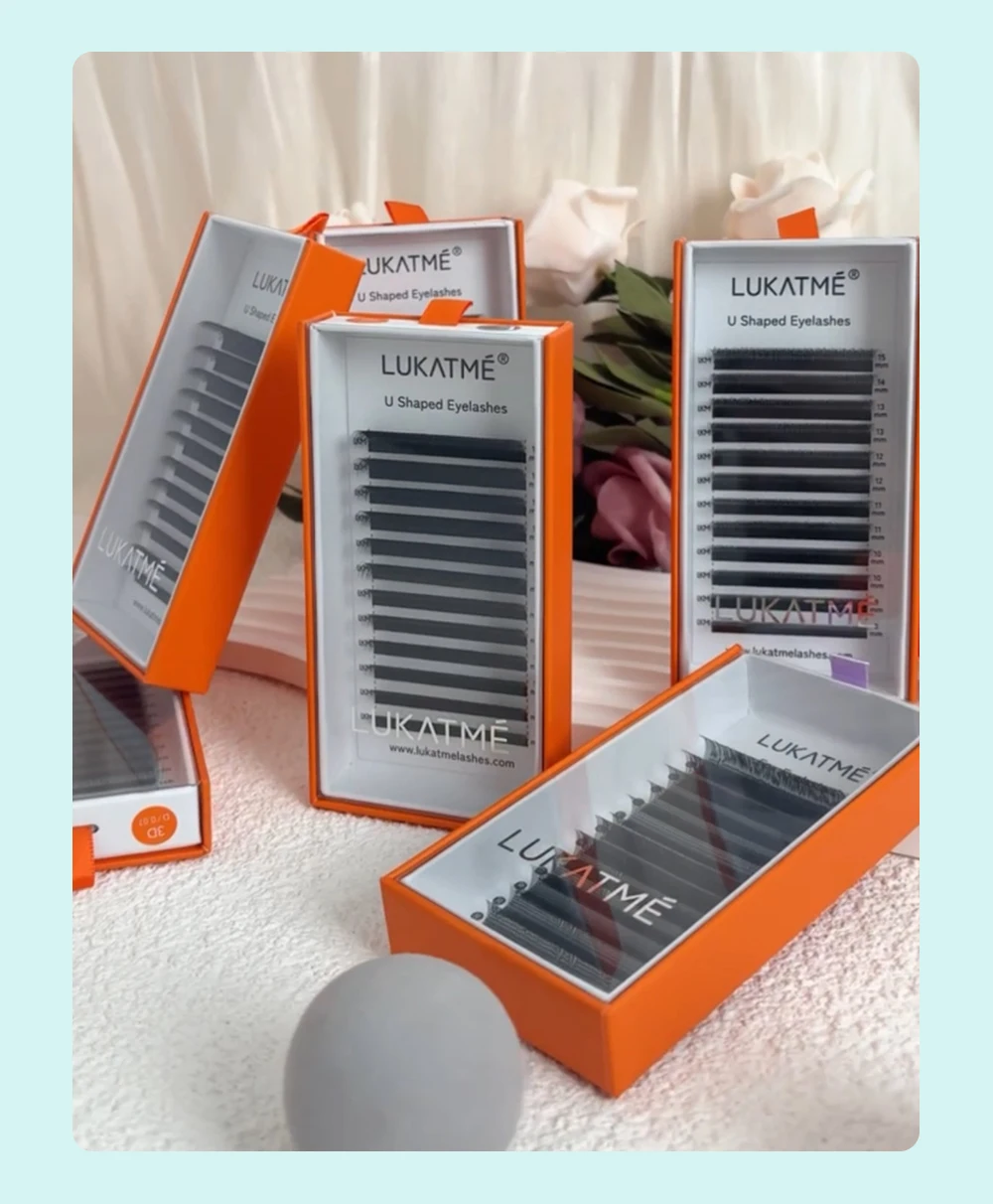 LUKATME M/C/D Curl 7-14mm Foxy Volume 4D 5D Wimpern Braun YY Wimpern Vorgefertigte 6D 7D 8D Fächer Flauschige U-6D Falsche Wimpernverlängerung – Detail 15