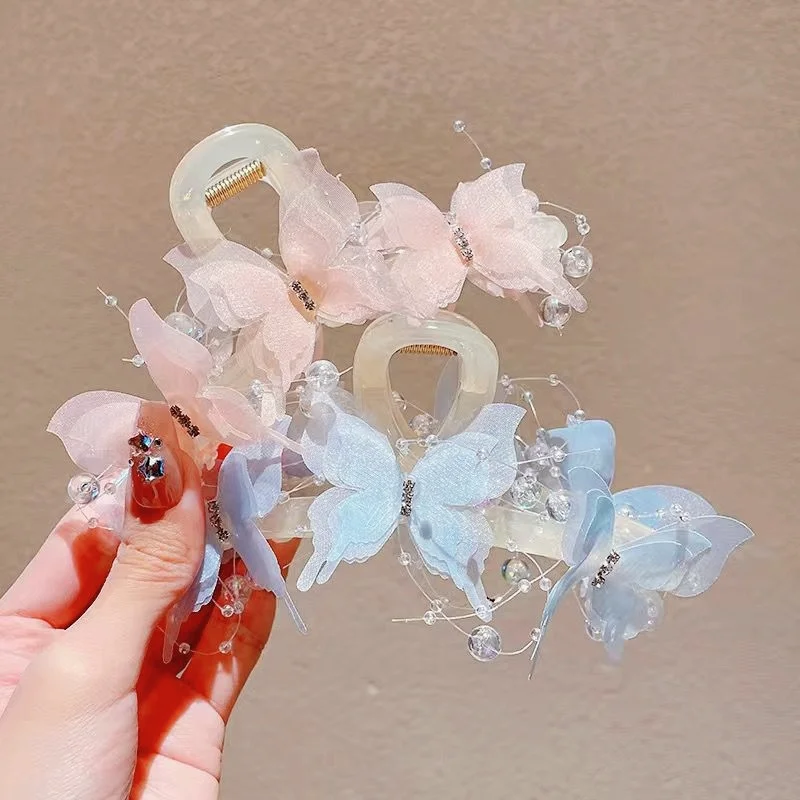 Large Butterfly Claw Clip  Female Sweet Hairpin  Hair Clip on The Back of The Head  Headgear Hair Accessories for Women 나비집게 - Image 4
