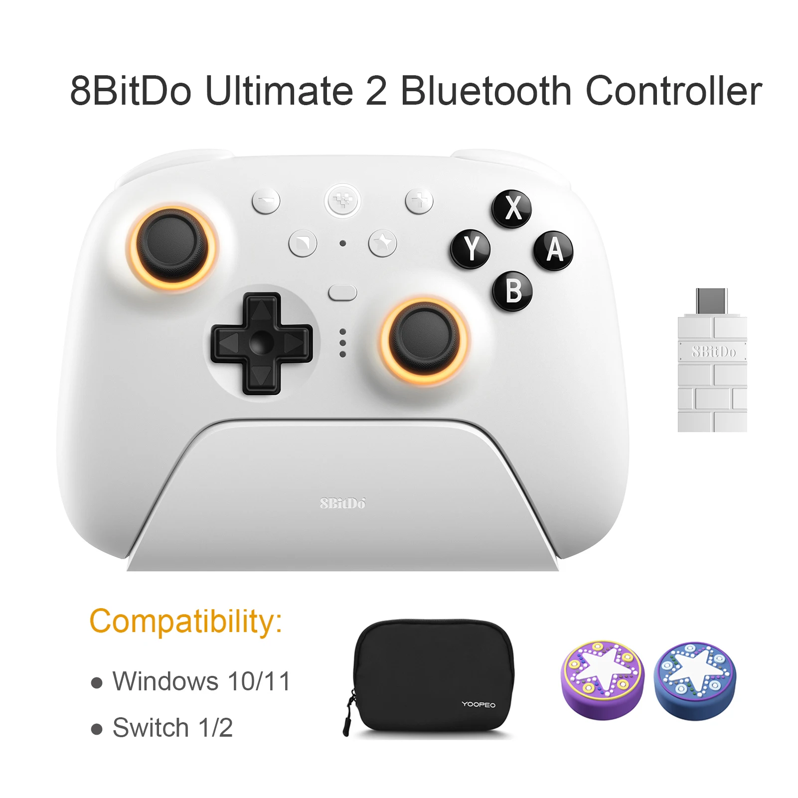 8BitDo Ultimate 2 Bluetooth-controller Draadloze gamepad voor Nintendo Switch, Switch 2, Windows 10/11 met TMR-joystickaccessoire