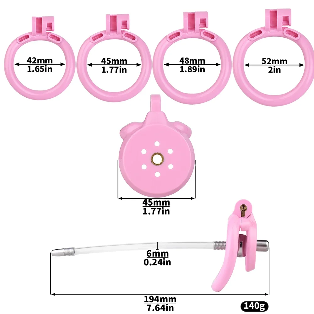 Flat Inverted ABS Sissy Male Chastity Cage Set 4 Size Arc Penis Ring Cock Lock CBT Cage Sex Toys Men 3216 B C - view 5