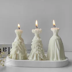 Bridal Dress Silicone Mold Diy Handmade Wedding Dress with Scented Candle Soap Plaster Resin Crafts Mold Wedding Decoration Gift