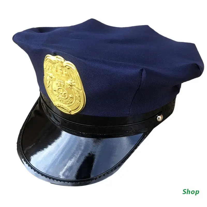 L5YC Performance Military Hat Police with Badge Octagonal Hat for Carnival