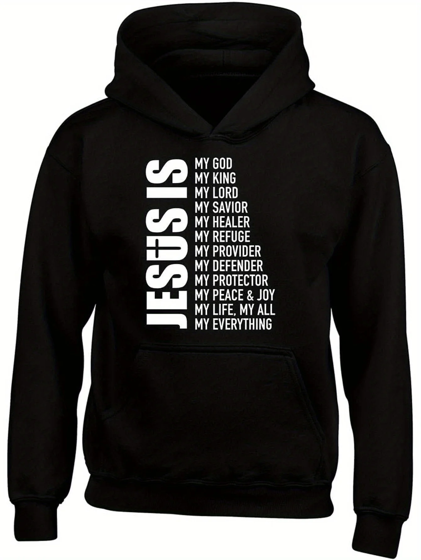 

Jesus Is My All, My God, Long Sleeve Hooded Sweater - Soft Comfortable Fabric, Adjustable Drawstring Hoodie, Versatile Design