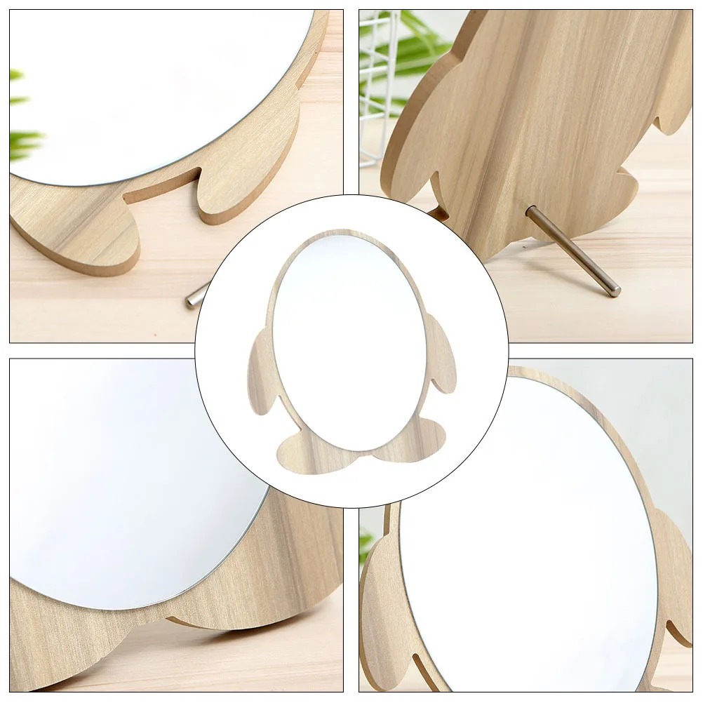 1 szt. Drewniane lusterko do makijażu, urocze lusterko stołowe, wyraźne odbicie, solidna drewniana podstawa, idealne do toaletki w sypialni.