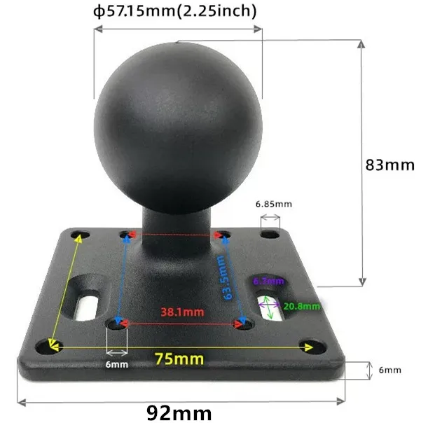 Рыбопоисковое крепление 2,25 дюйма с базой размера D Vesa75x75 и коротким кронштейном для ОЗУ