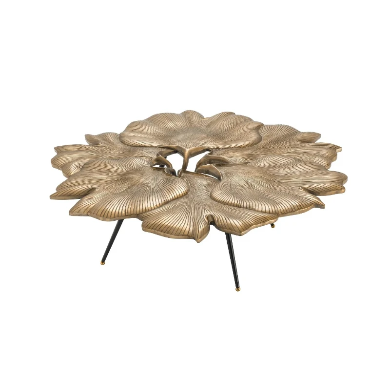 

Light Luxury Nordic Style Pure Copper Edge Small Coffee Table Modern Villa Living Room Sofa Area Minimalist Creative Tea Table