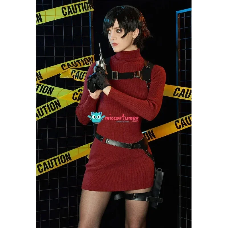 Miccostumes 여성용 Ada Wong 코스프레 의상 스웨터 드레스 세트(장갑 포함);2,r'6;t.