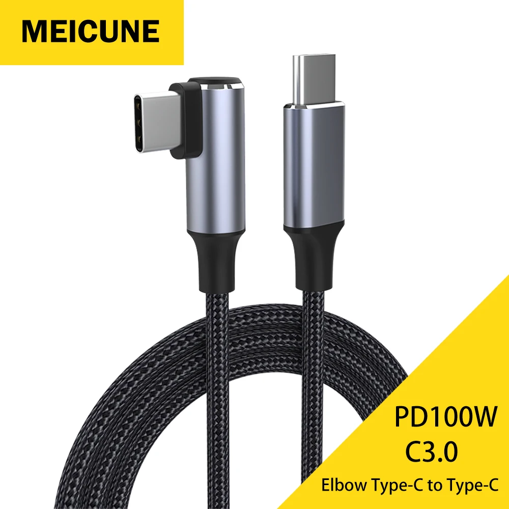 PD100W Elbow USB C Cable Type C To 90° Type C 5 Meter Extension Data Cable for iPhone 15 Pro Max iPad MacBook Pro Huawei Samsung