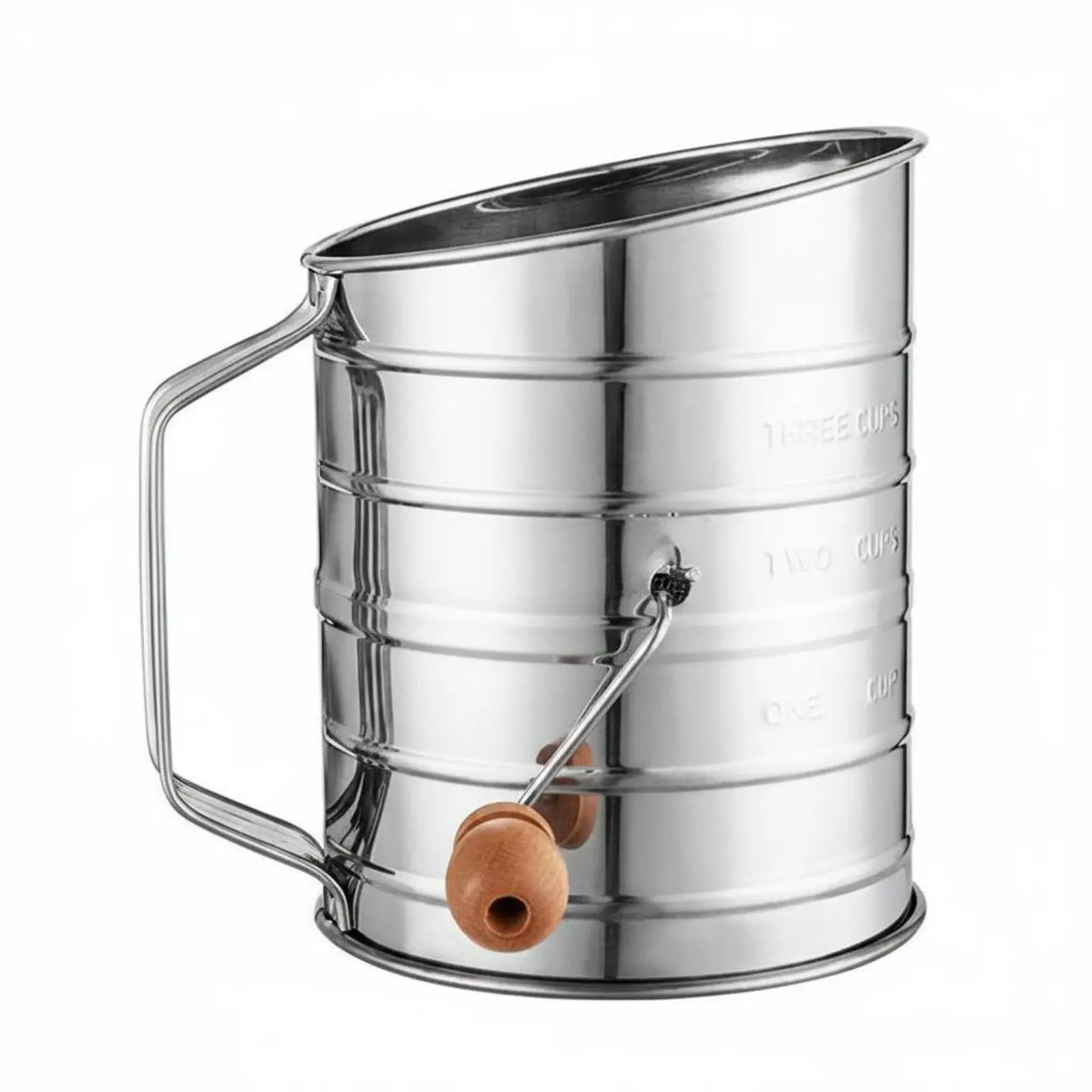 Hand Crank Flour Sifter with Scale Powdered Sweetener Sprinkler Multi-Purpose