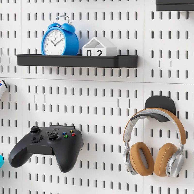No Drill Pegboard Wall Rack, Gaming Room Storage for Controller, Headphones, Figures & Keyboard, Multifunctional Hooks Shelf.